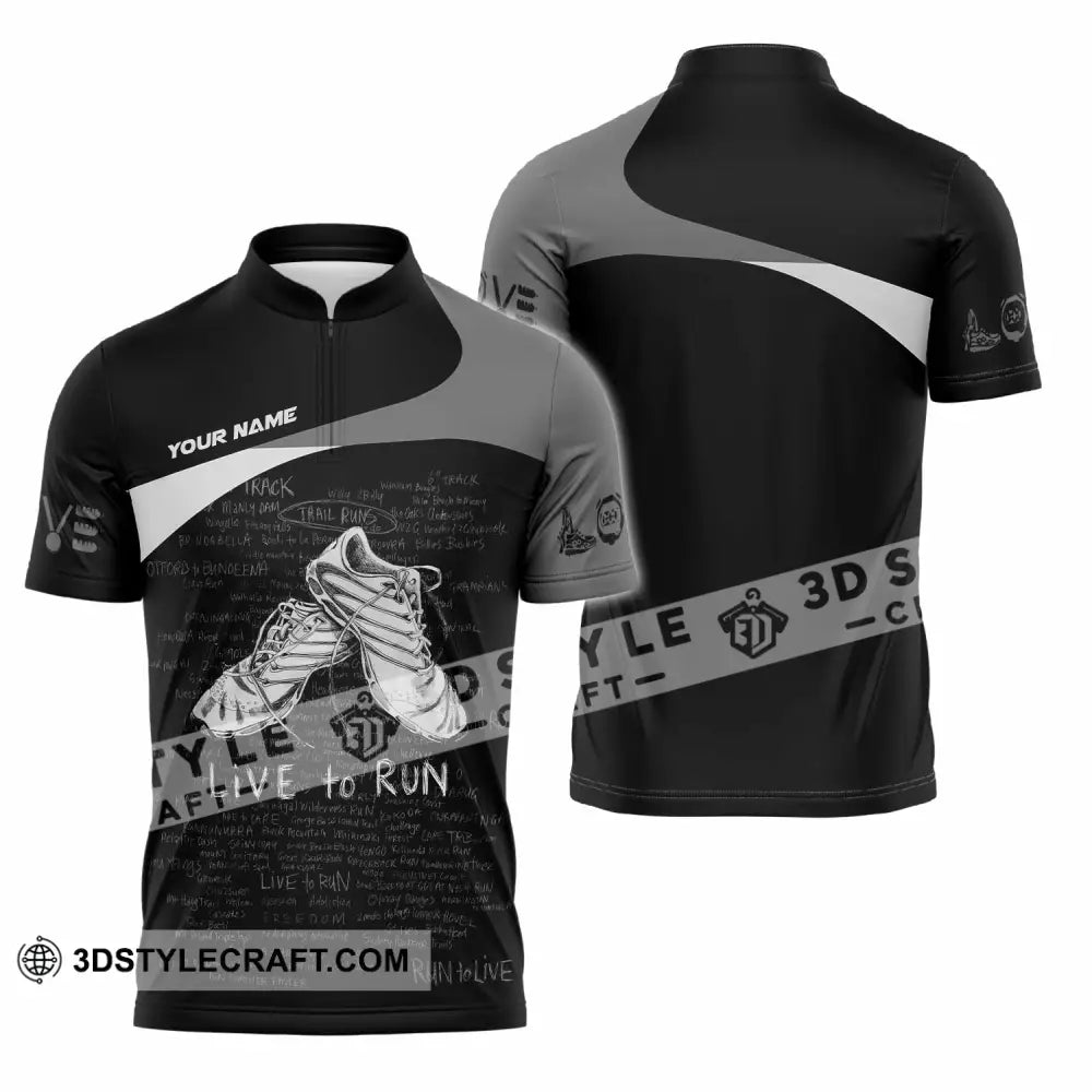 Unisex Shirt - Custom Live To Run 3D Shirt - Zipper Polo Shirt / S - T-shirt