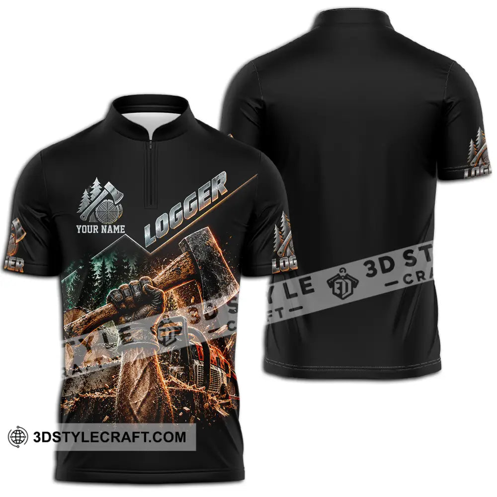 Unisex Shirt - Custom Logger Shirt - Zipper Polo Shirt / S - T-shirt
