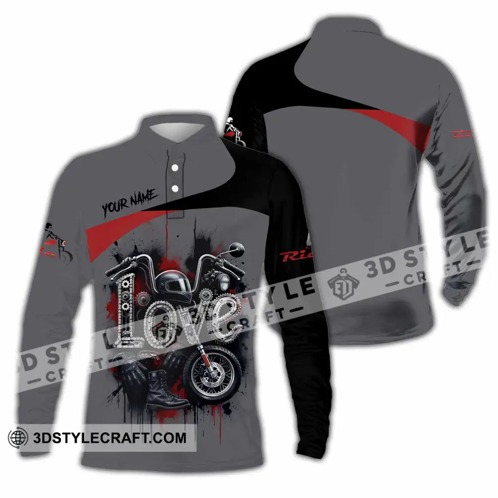 Unisex Shirt - Custom Love Rider 3D Shirt Long Sleeve Polo / S T-shirt
