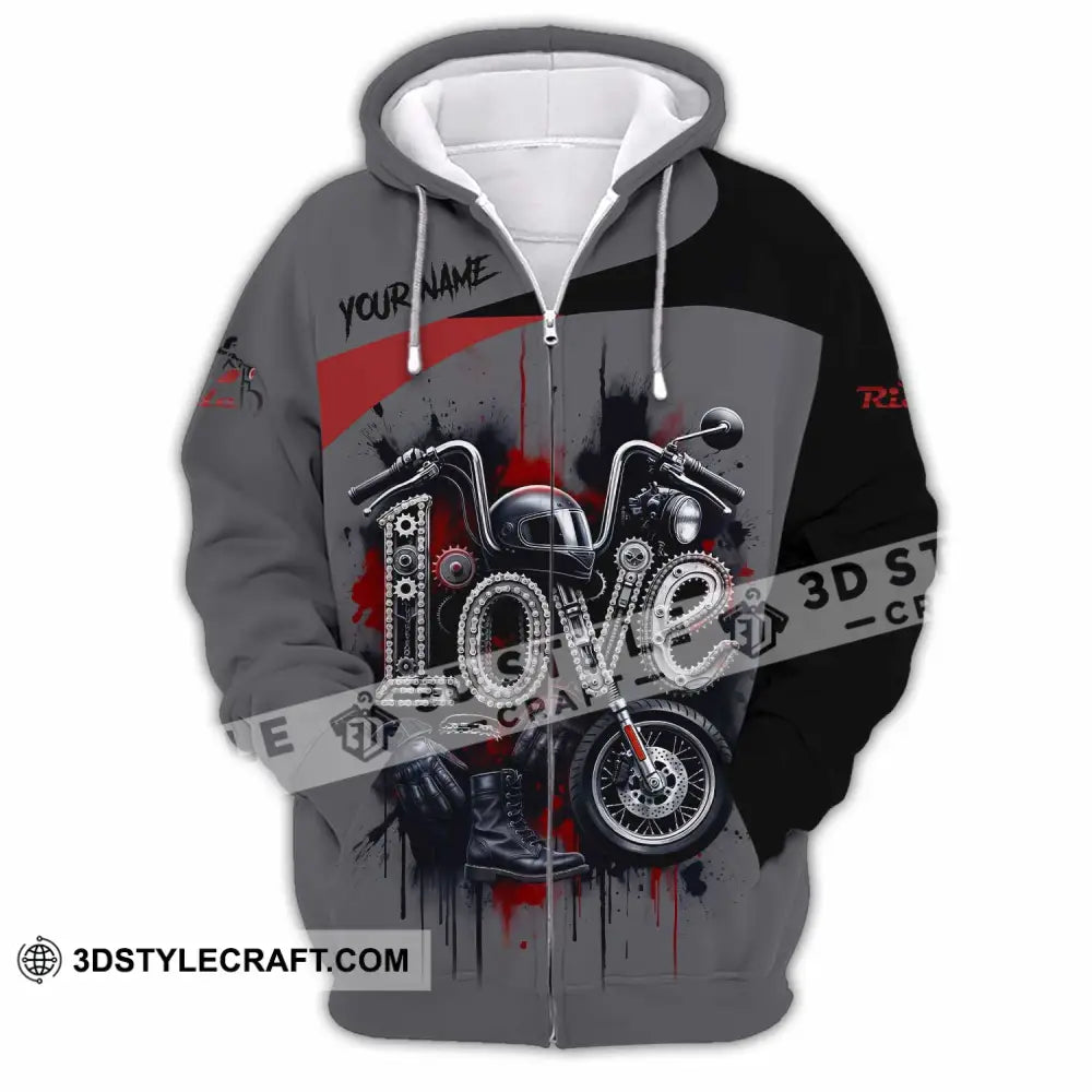 Unisex Shirt - Custom Love Rider 3D Shirt Zipper Hoodie / S T-shirt