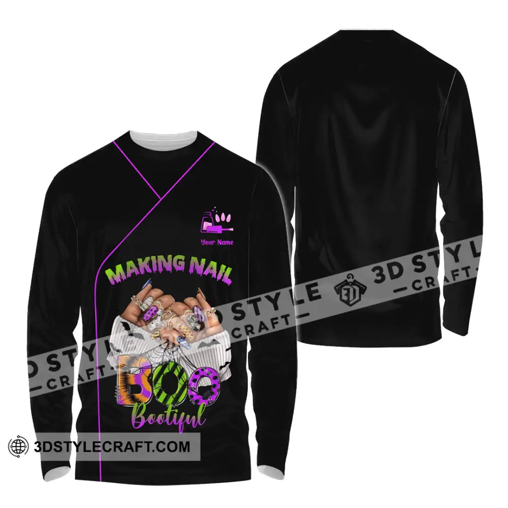Unisex Shirt Custom Making Nail Bootiful Halloween Nails Artist Shirt Long Sleeve Shirt / S T shirt