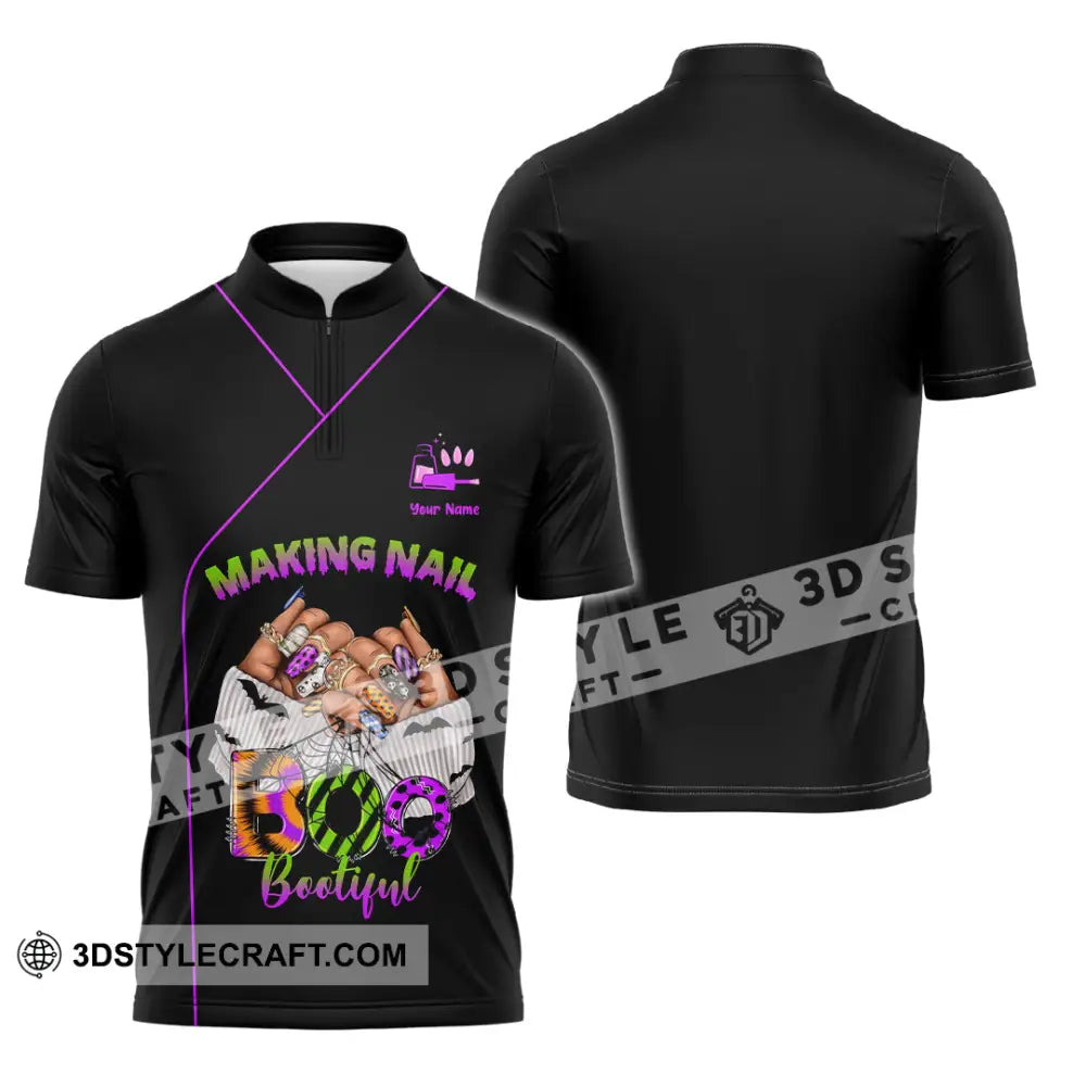 Unisex Shirt Custom Making Nail Bootiful Halloween Nails Artist Shirt Zipper Polo Shirt / S T shirt