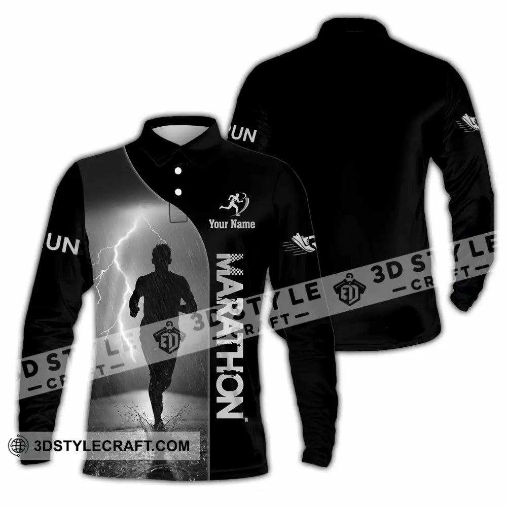 Unisex Shirt - Custom Marathon 3D Shirt Long Sleeve Polo / S T-shirt