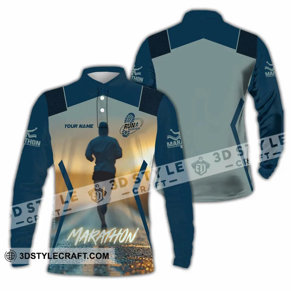 Unisex Shirt - Custom Marathon 3D Shirt Long Sleeve Polo / S T-shirt