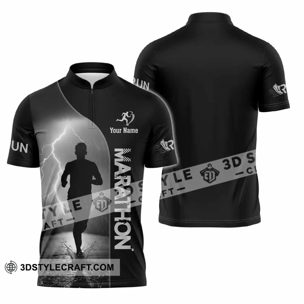 Unisex Shirt - Custom Marathon 3D Shirt Zipper Polo Shirt / S T-shirt