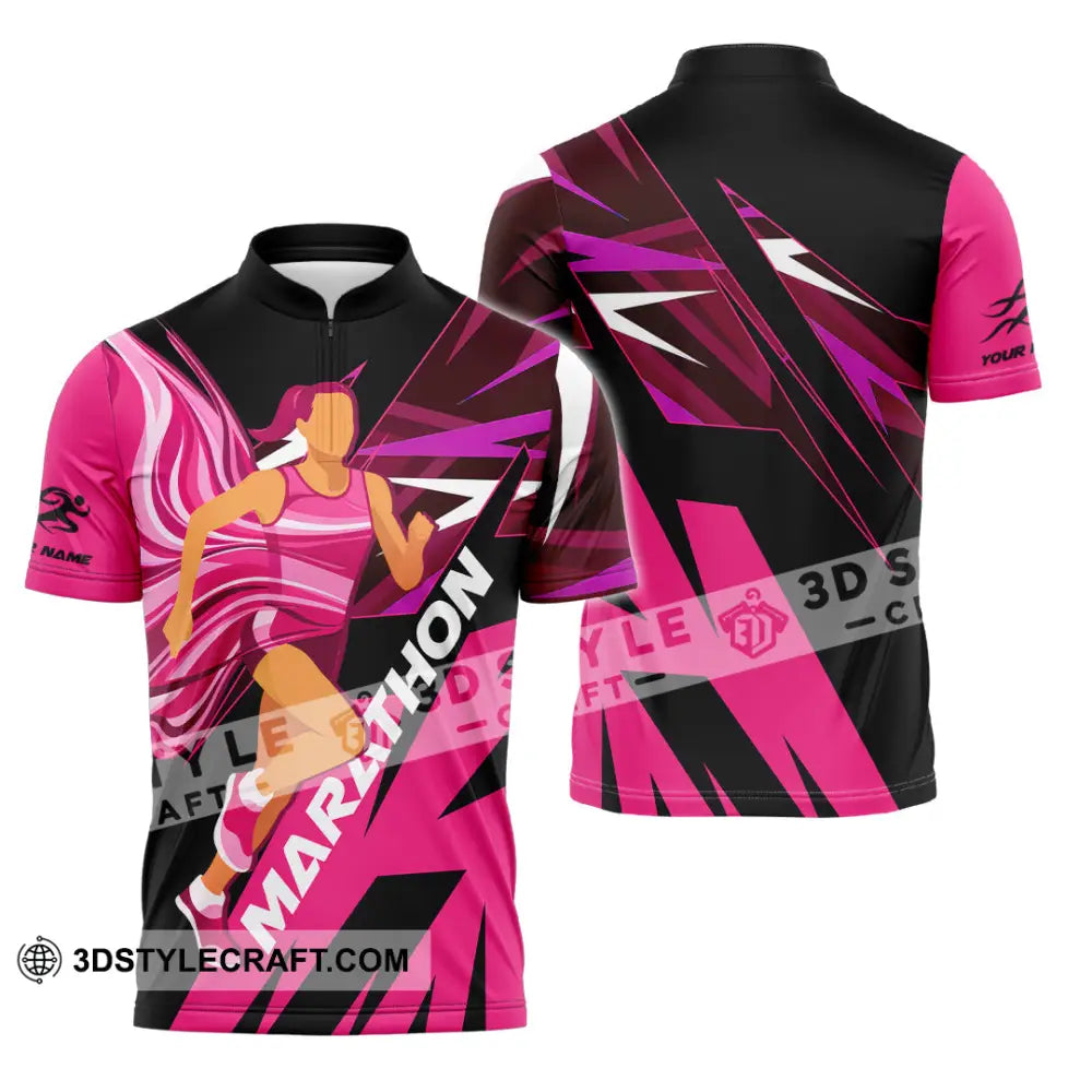 Unisex Shirt - Custom Marathon 3D Shirt Zipper Polo Shirt / S T-shirt