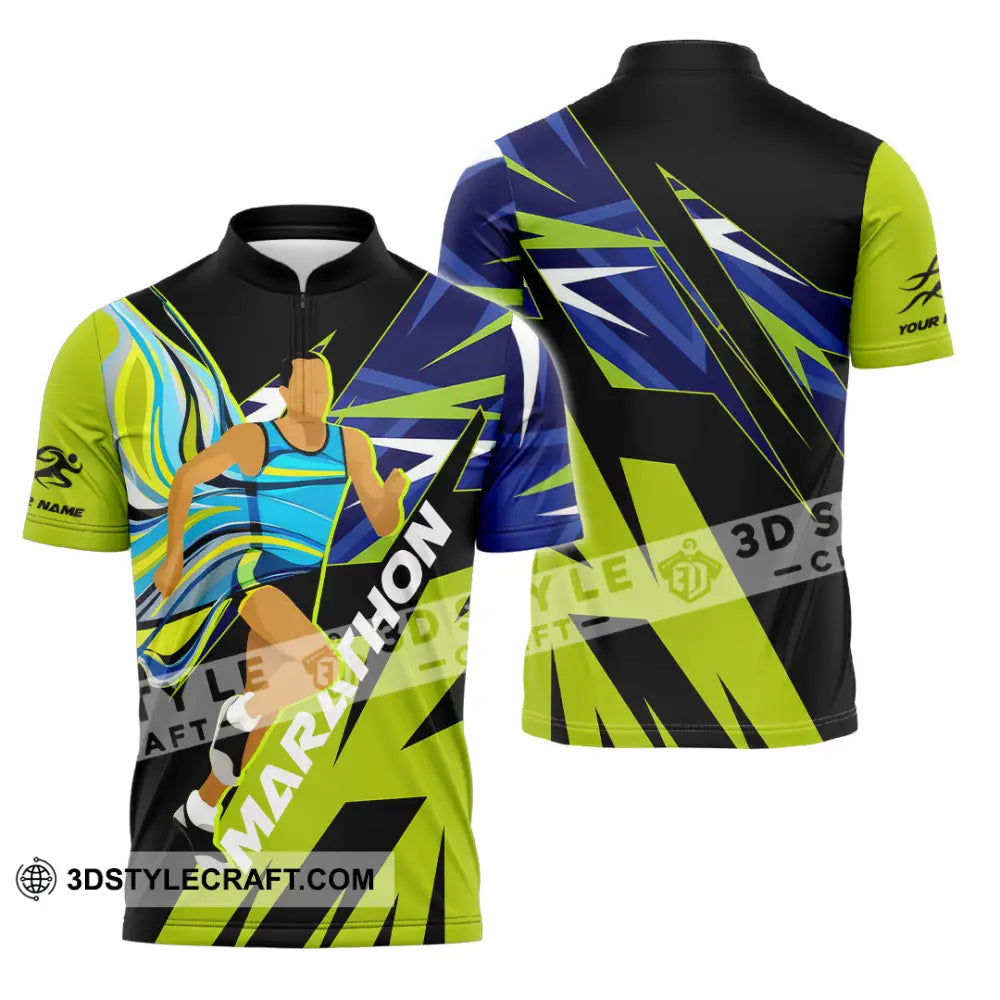 Unisex Shirt - Custom Marathon 3D Shirt Zipper Polo Shirt / S T-shirt