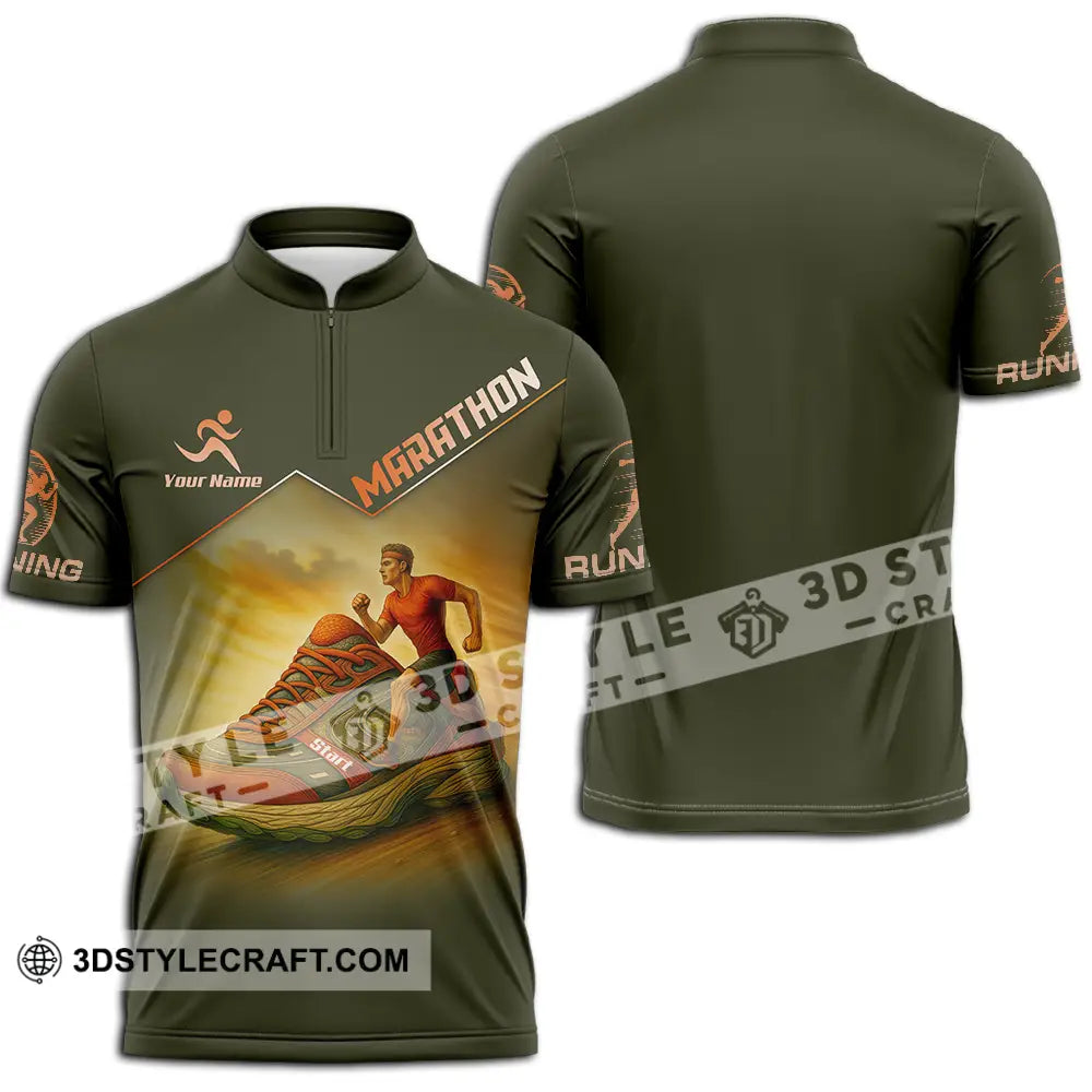 Unisex Shirt - Custom Marathon Running Lover Sport Shirt Zipper Polo Shirt / S T-shirt
