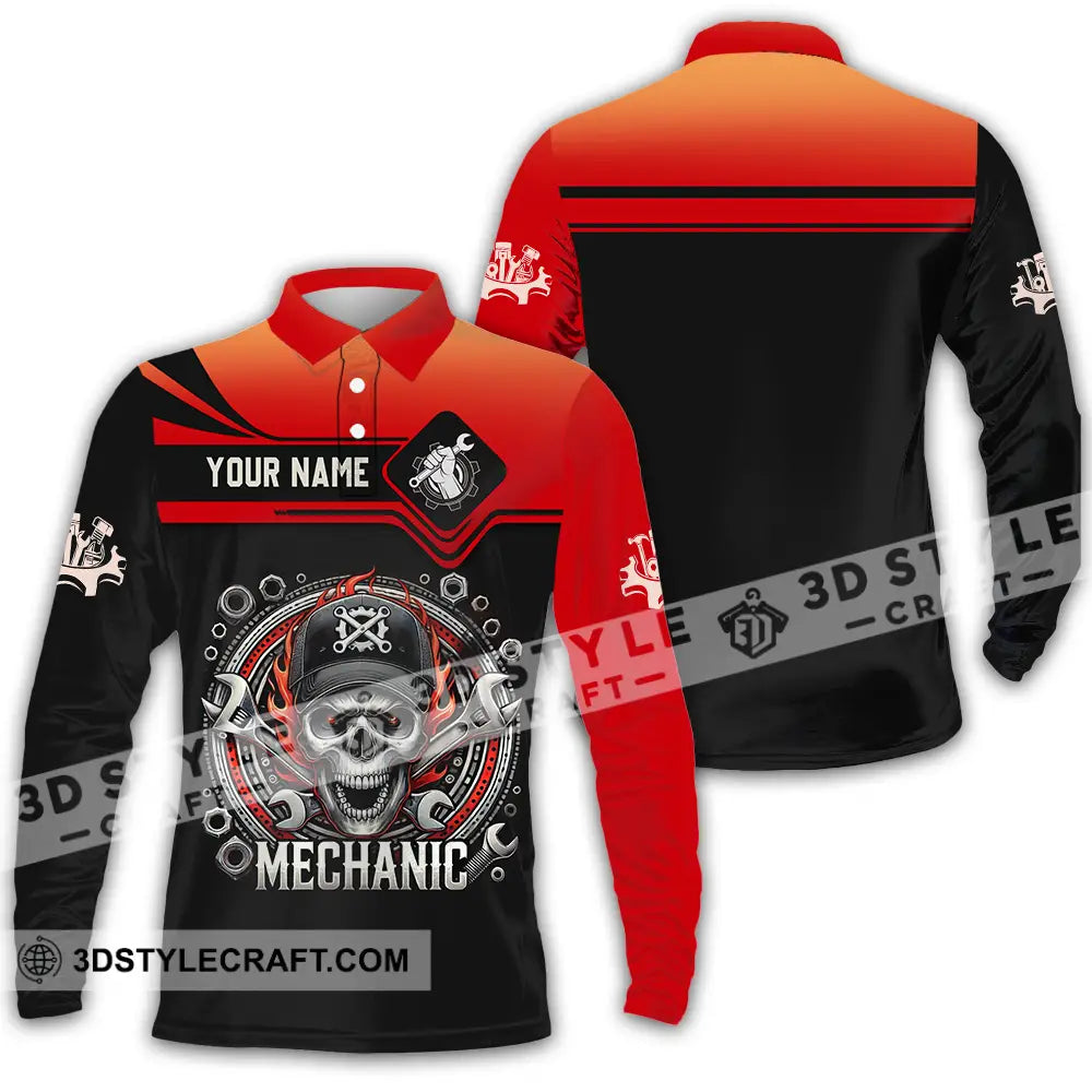 Unisex Shirt - Custom Mechanic Shirt Long Sleeve Polo / S T-shirt
