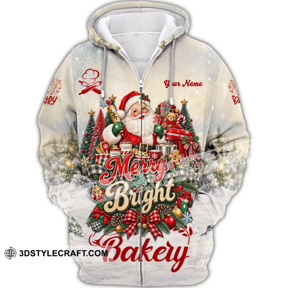 Unisex Shirt - Custom Merry Bright Bakery Shirt - Zipper Hoodie / S - T-shirt