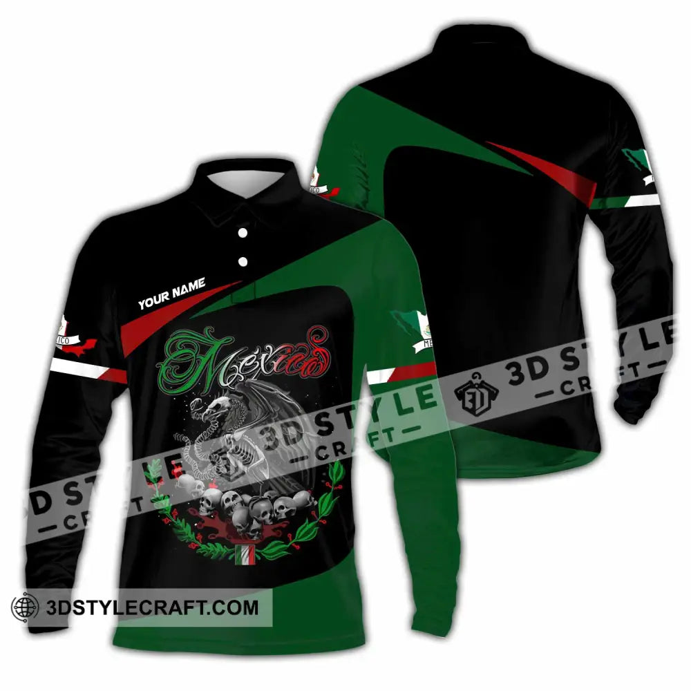 Unisex Shirt - Custom Mexico 3D Shirt Long Sleeve Polo / S T-shirt