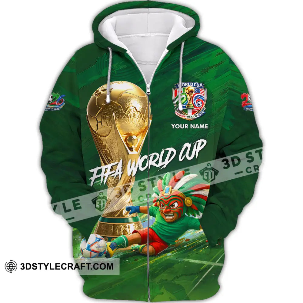 Unisex Shirt - Custom Mexico FIFA World Cup 2026 3D Shirt Zipper Hoodie / S T-shirt