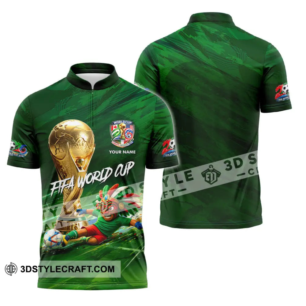 Unisex Shirt - Custom Mexico FIFA World Cup 2026 3D Shirt Zipper Polo Shirt / S T-shirt