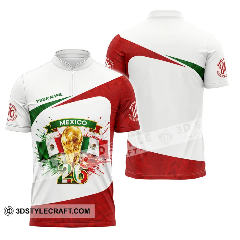 Unisex Shirt - Custom Mexico Fifa World Cup 2026 3D Shirt Zipper Polo Shirt / S T-shirt