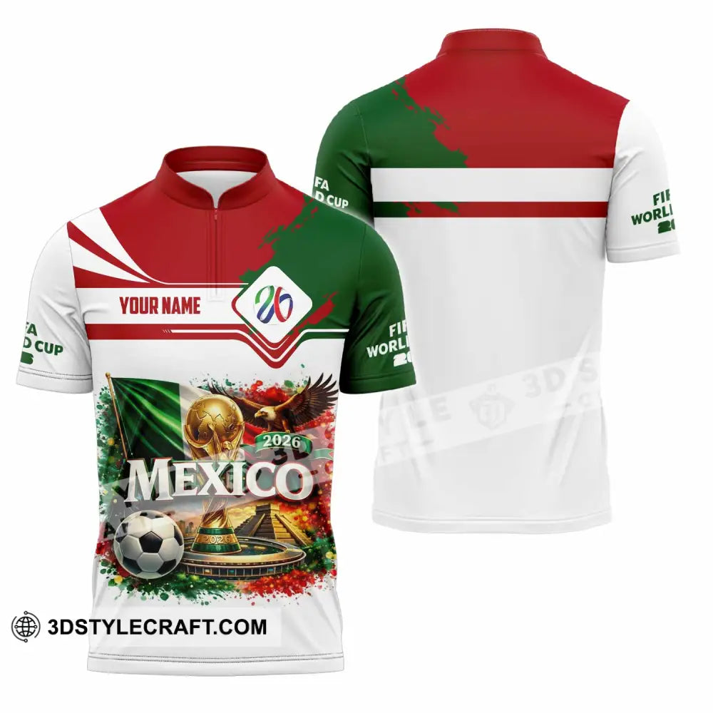 Unisex Shirt - Custom Mexico World Cup 2026 3D Shirt Zipper Polo Shirt / S T-shirt