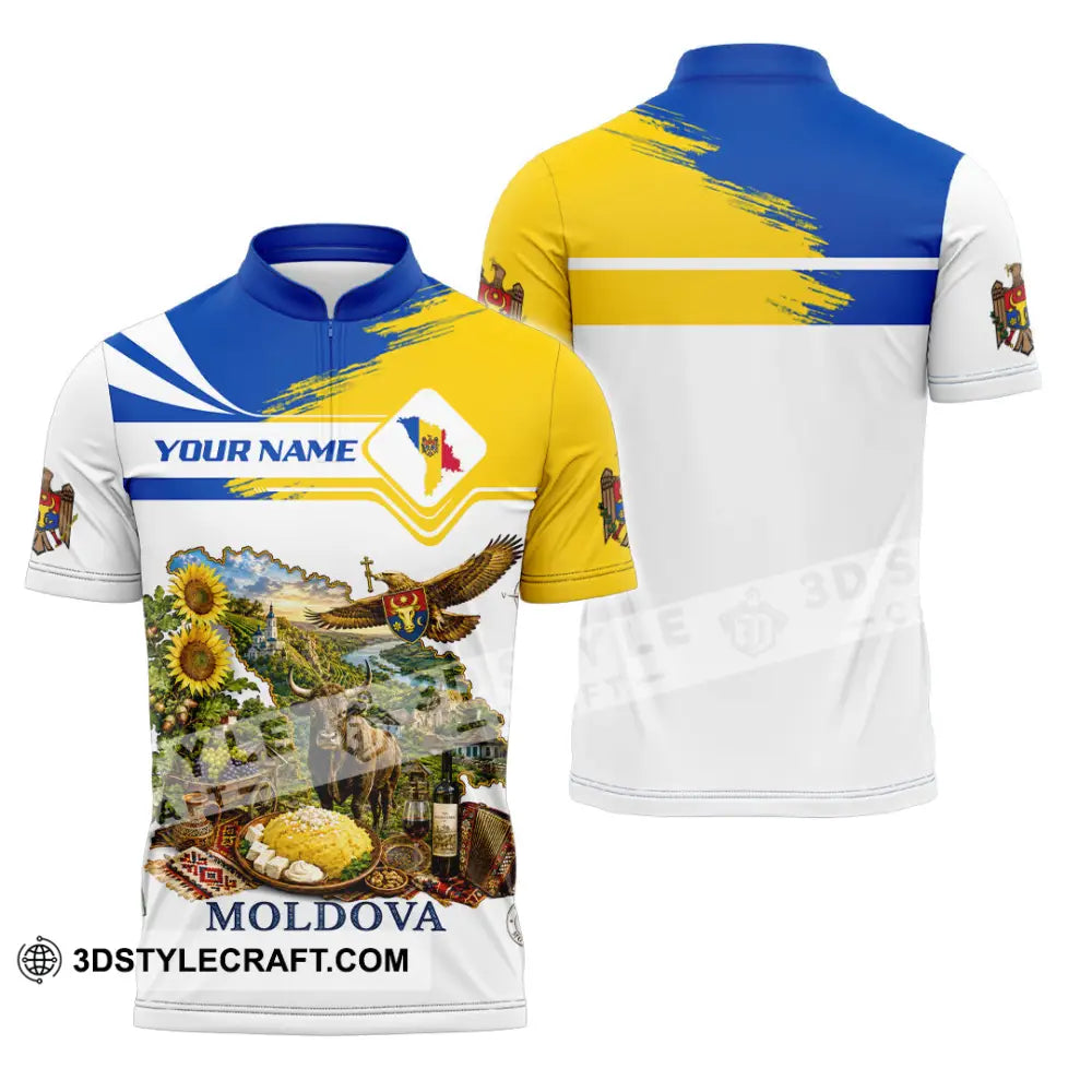 Unisex Shirt - Custom Moldova Shirt - Zipper Polo Shirt / S - T-shirt