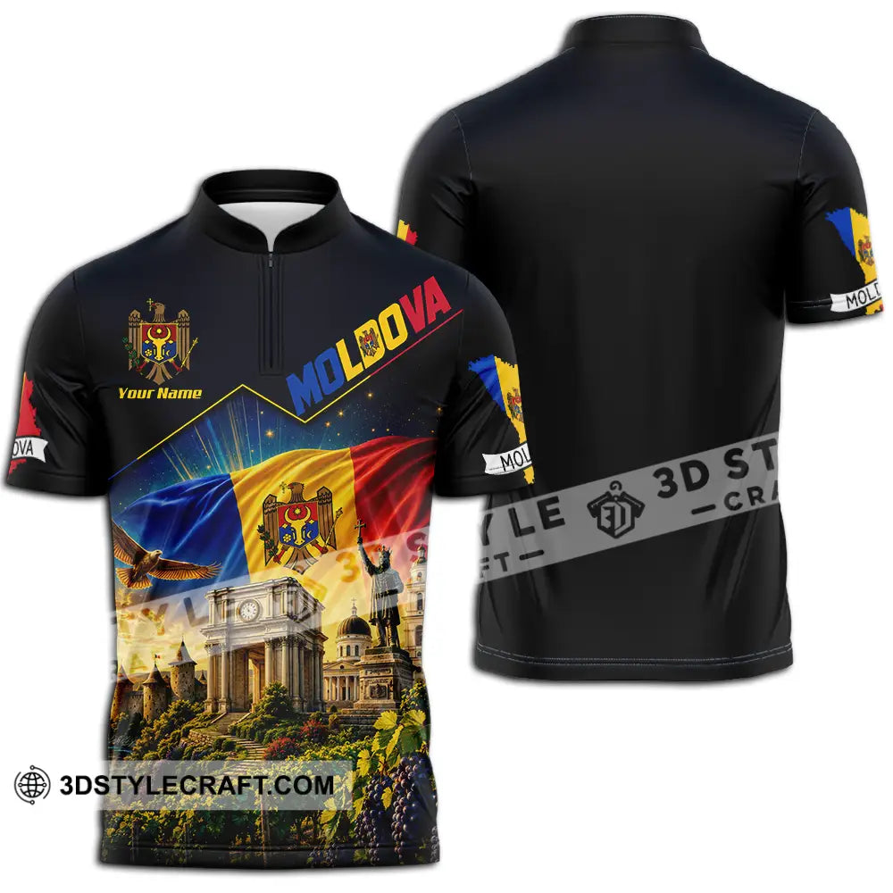 Unisex Shirt - Custom Moldova Shirt - Zipper Polo Shirt / S - T-shirt