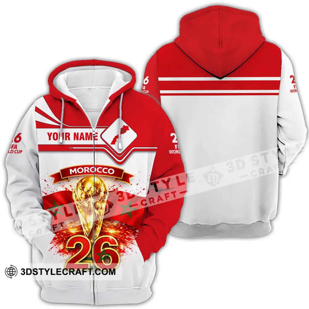 Unisex Shirt - Custom Morocco World Cup 2026 3D Shirt - Zipper Hoodie / S - T-shirt