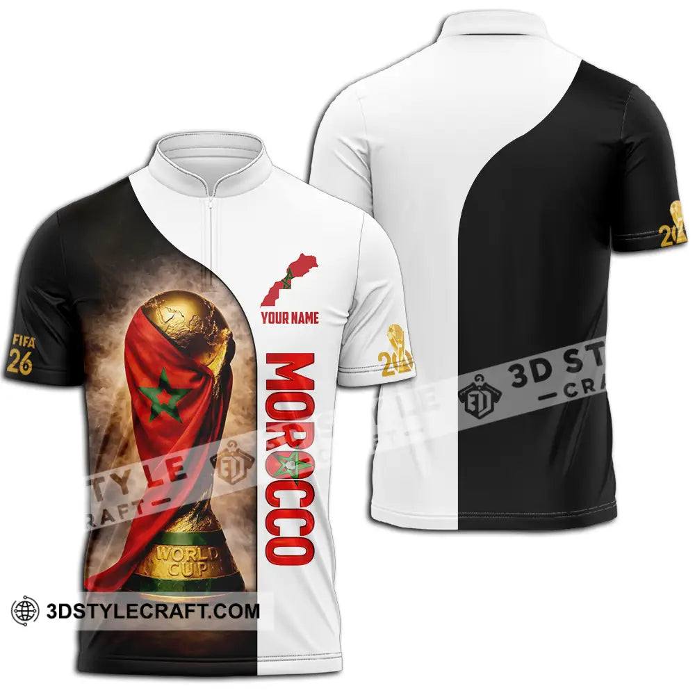 Unisex Shirt - Custom Morocco 3D Shirt Zipper Polo Shirt / S T-shirt