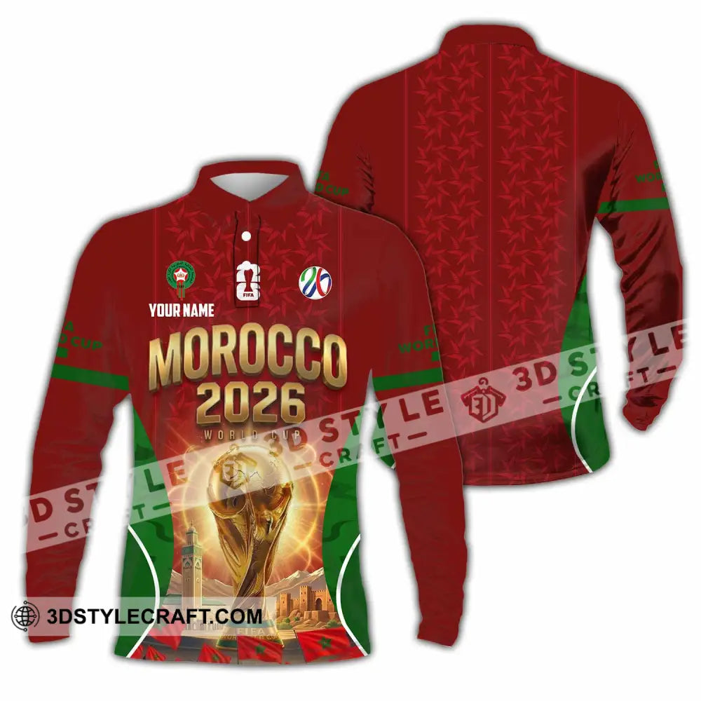 Unisex Shirt - Custom Morocco World Cup 2026 Shirt - Long Sleeve Polo / S - T-shirt