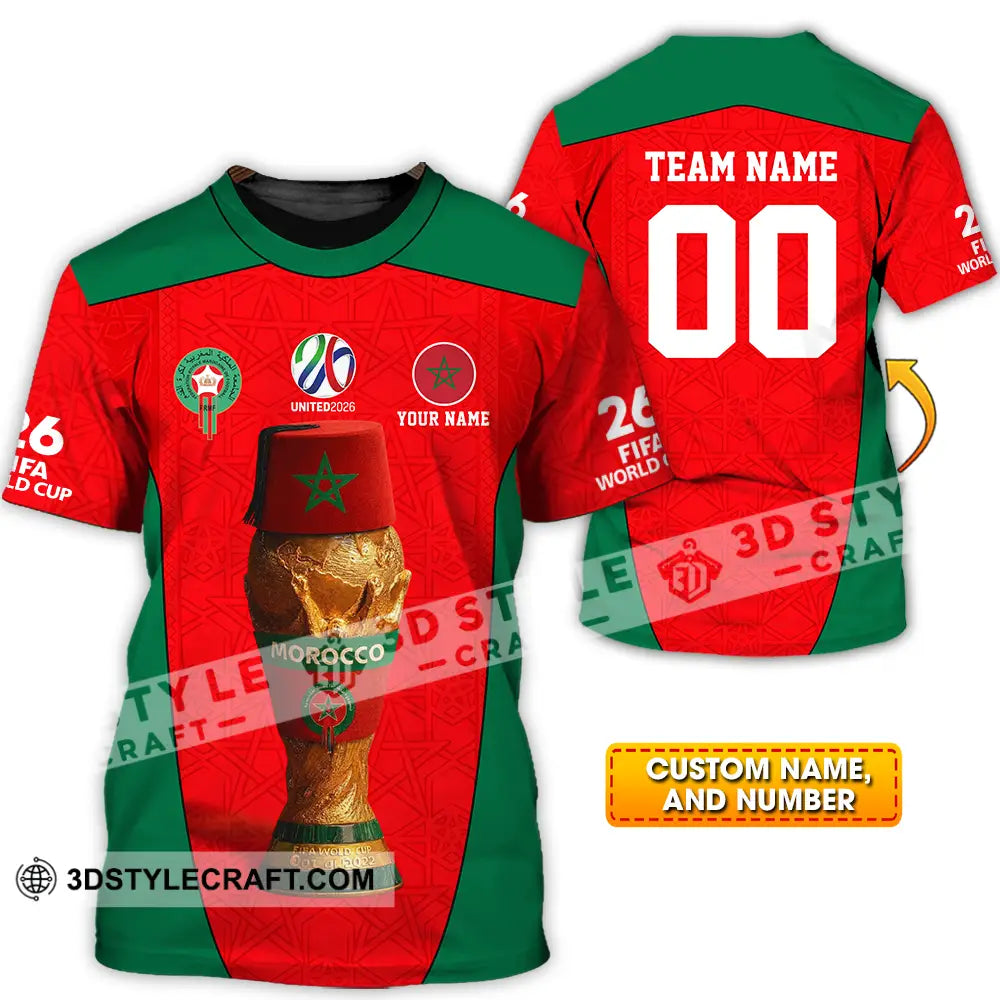 Unisex Shirt - Custom Morocco World Cup 2026 3D Shirt - T-shirt