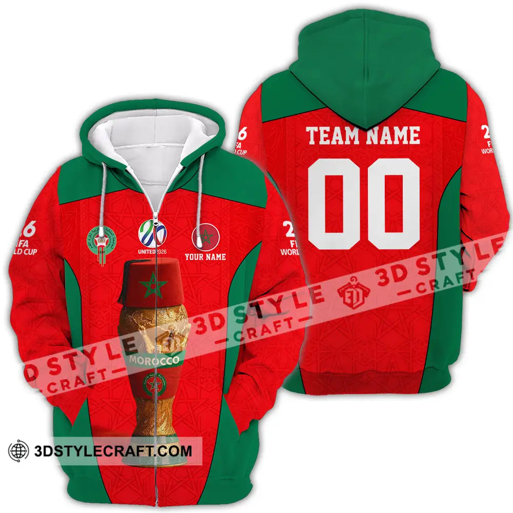 Unisex Shirt - Custom Morocco World Cup 2026 3D Shirt - Zipper Hoodie / S - T-shirt