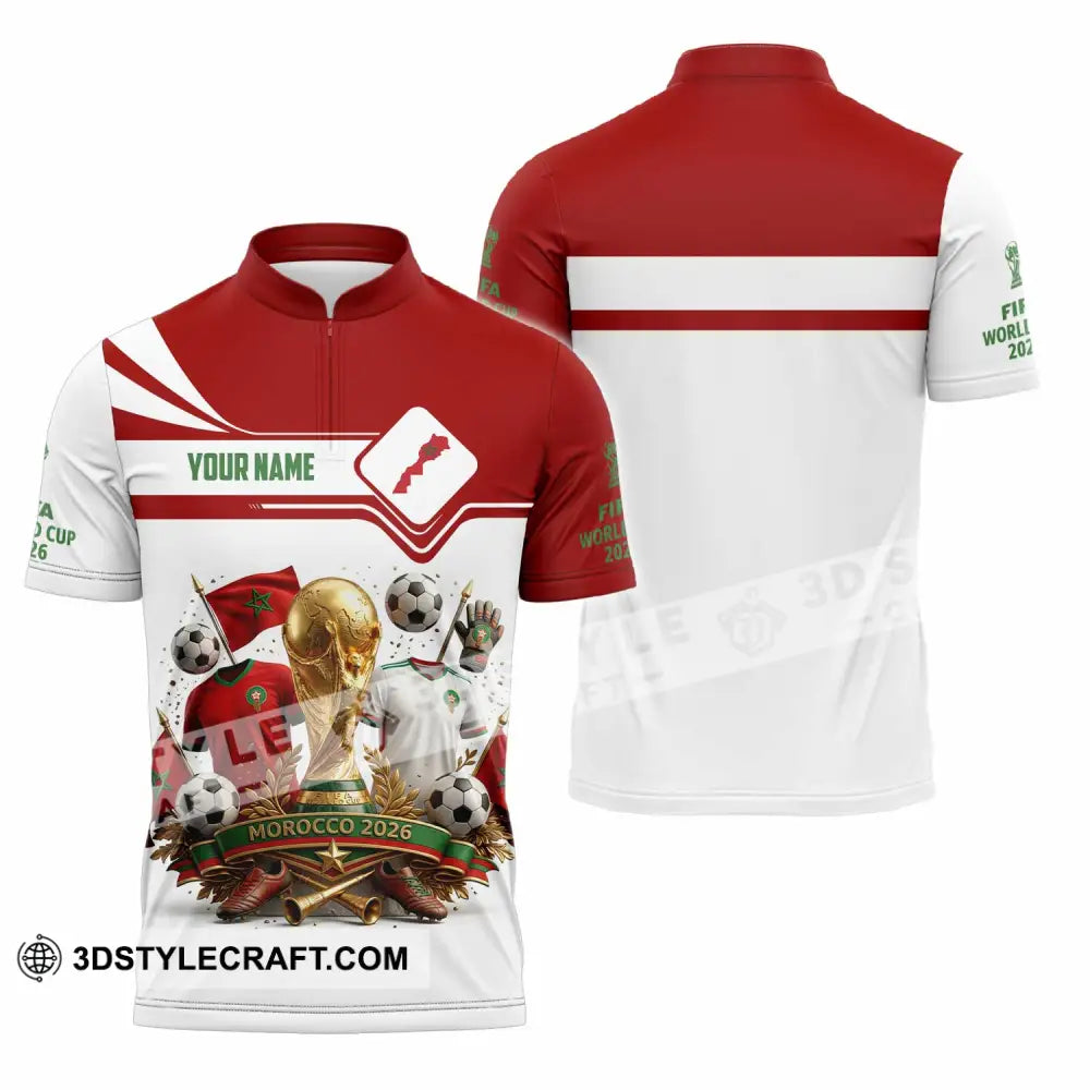 Unisex Shirt - Custom Morocco World Cup 2026 3D Shirt - Zipper Polo Shirt / S - T-shirt