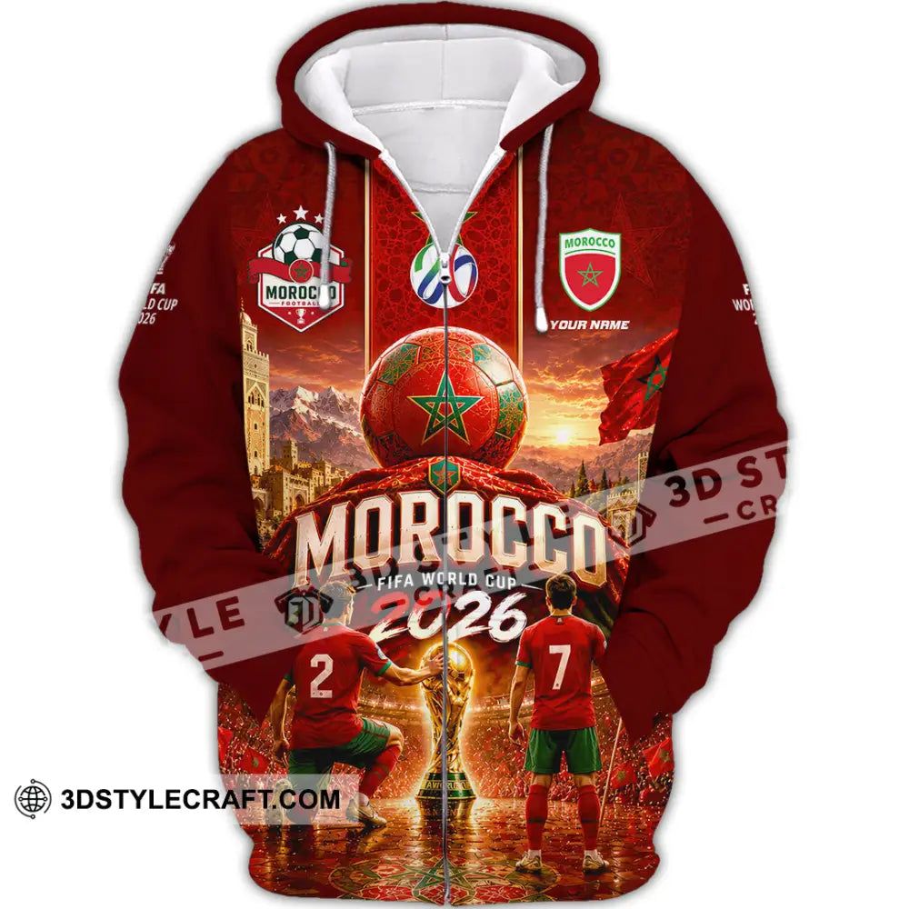 Unisex Shirt - Custom Morocco World Cup 2026 Shirt - Zipper Hoodie / S - T-shirt