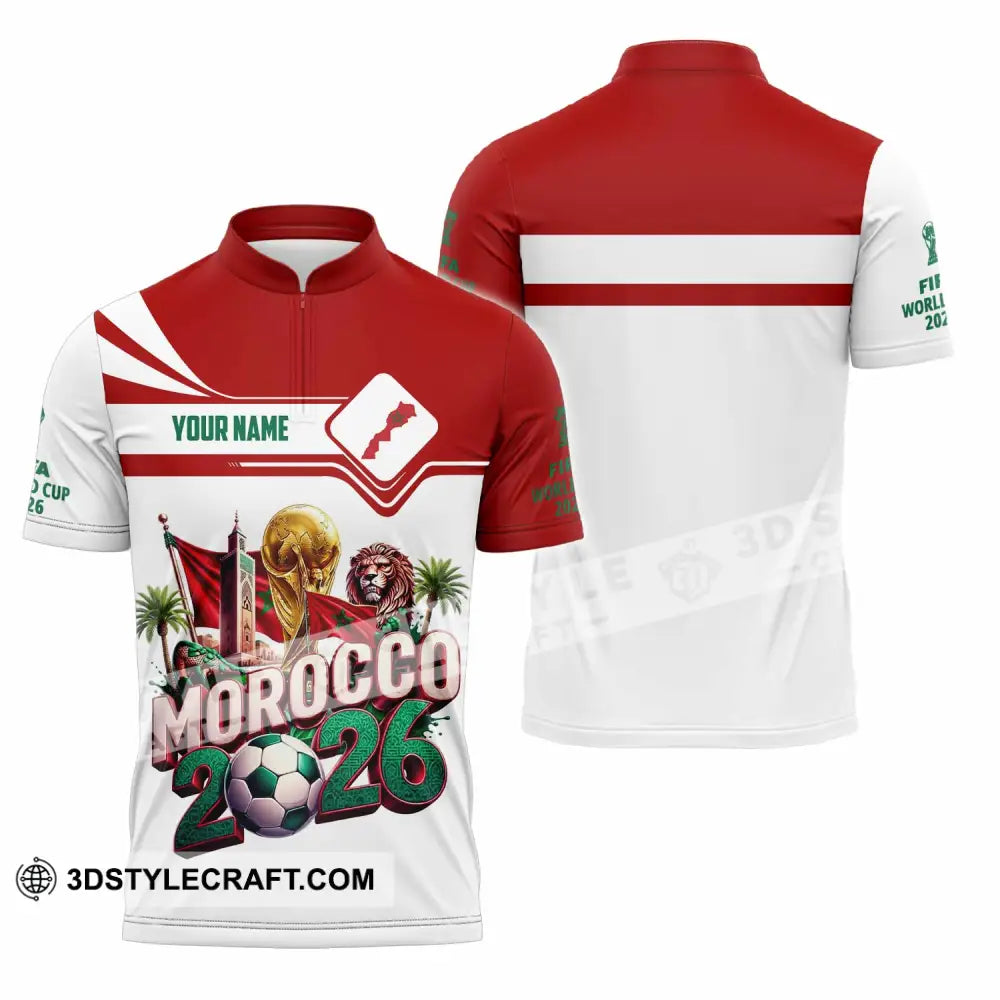 Unisex Shirt - Custom Morocco World Cup 2026 Shirt - Zipper Polo Shirt / S - T-shirt