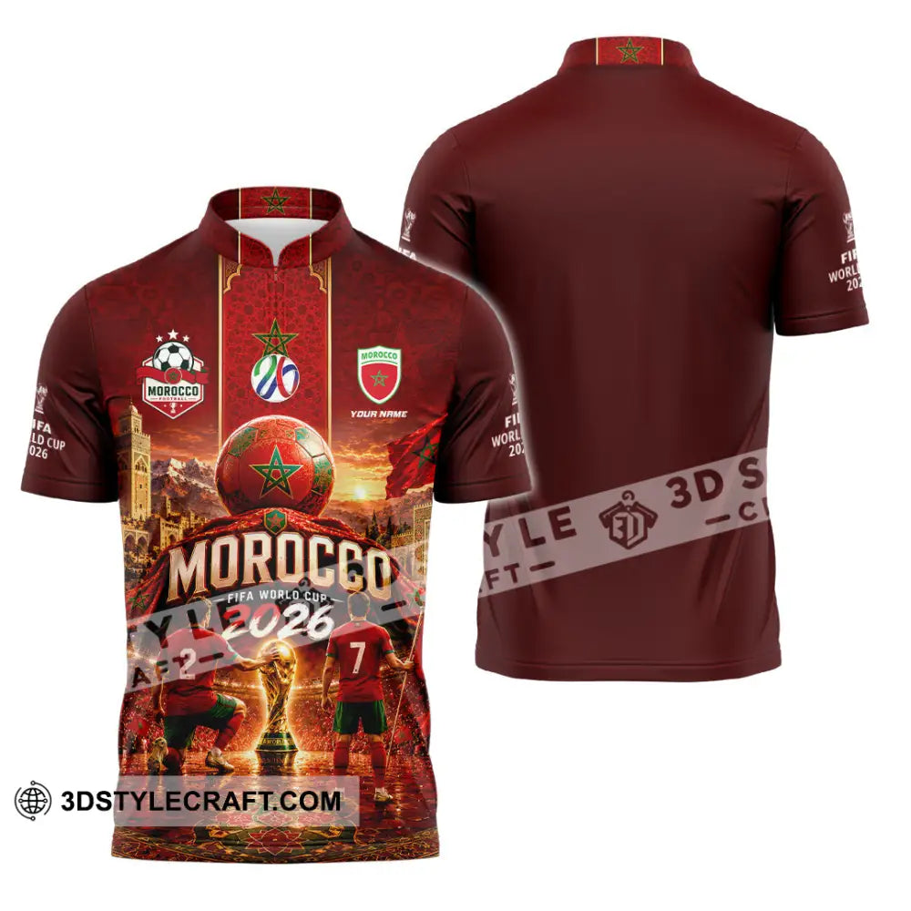 Unisex Shirt - Custom Morocco World Cup 2026 Shirt - Zipper Polo Shirt / S - T-shirt