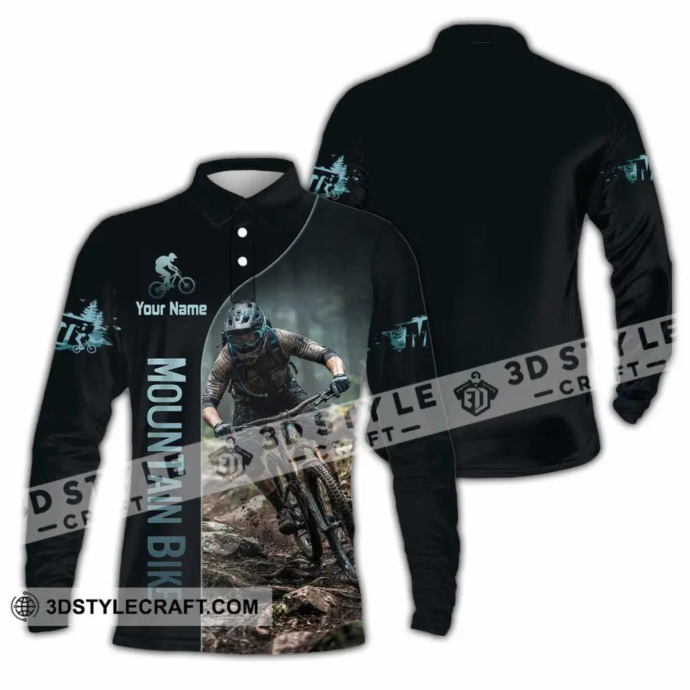 Unisex Shirt - Custom Mountain Bike Shirt - Long Sleeve Polo / S - T-shirt