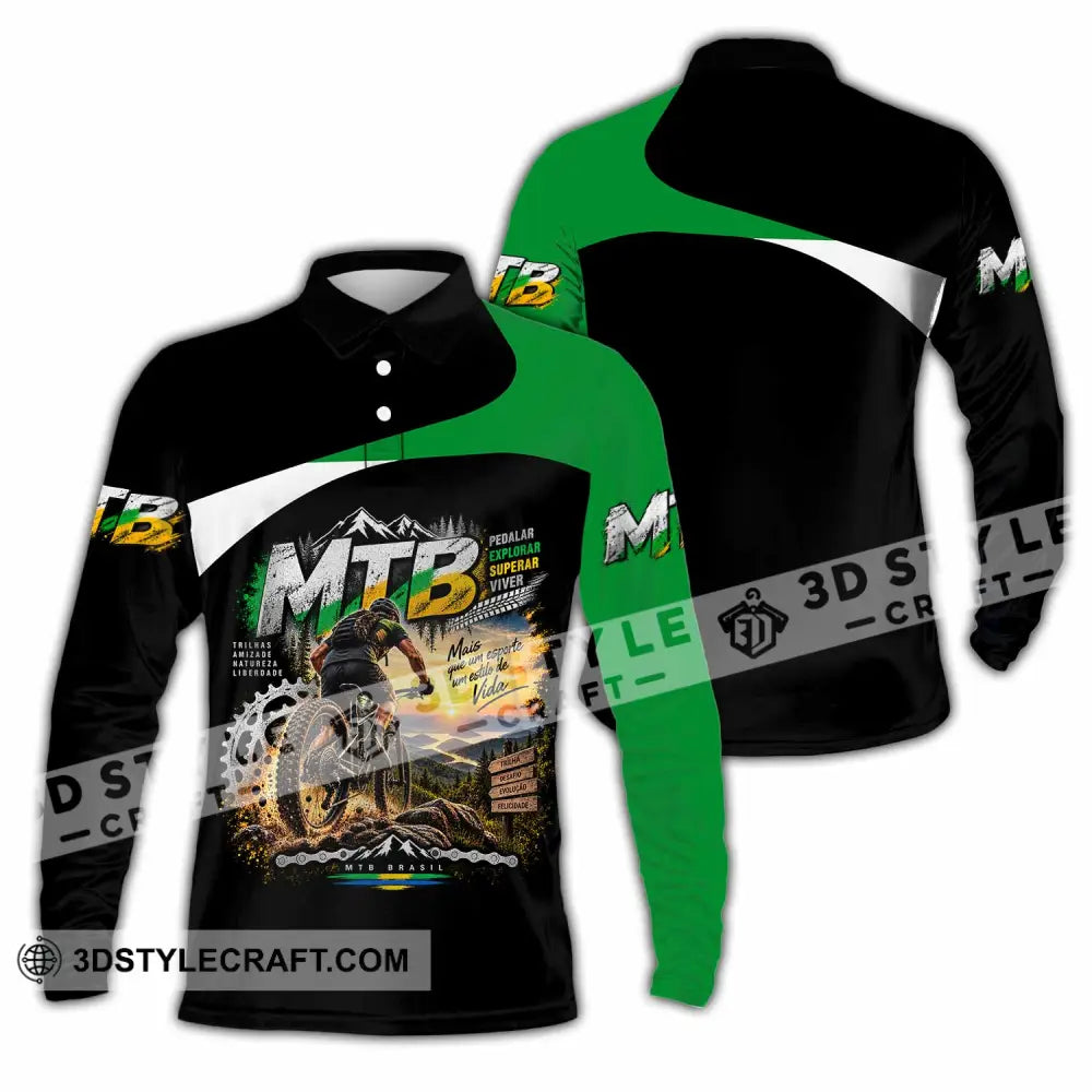 Unisex Shirt - Custom Mountain Bike Shirt - Long Sleeve Polo / S - T-shirt