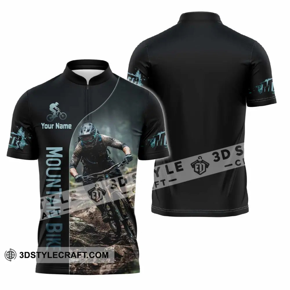 Unisex Shirt - Custom Mountain Bike Shirt - Zipper Polo Shirt / S - T-shirt