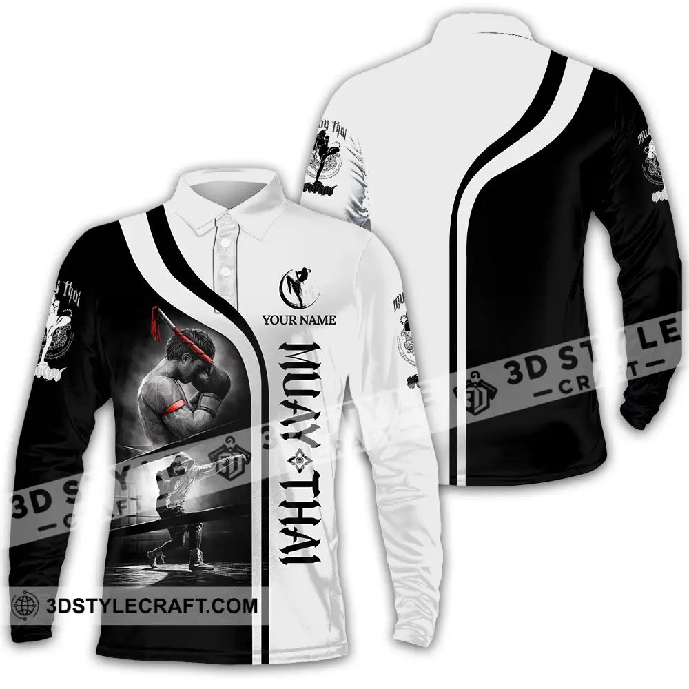 Unisex Shirt - Custom Muay Thai 3D Shirt Long Sleeve Polo / S T-shirt