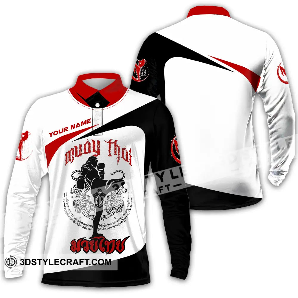 Unisex Shirt - Custom Muay Thai 3D Shirt Long Sleeve Polo / S T-shirt