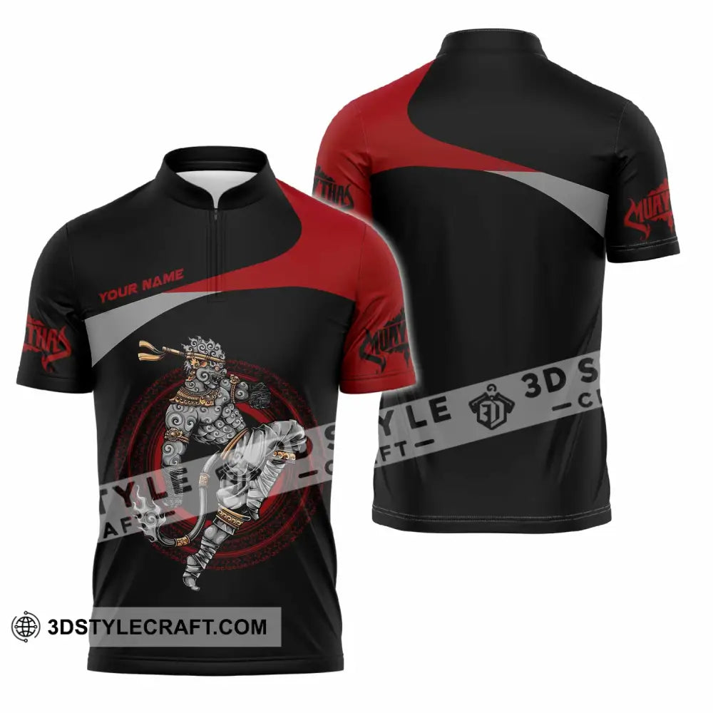 Unisex Shirt - Custom Muay Thai 3D Shirt Zipper Polo Shirt / S T-shirt