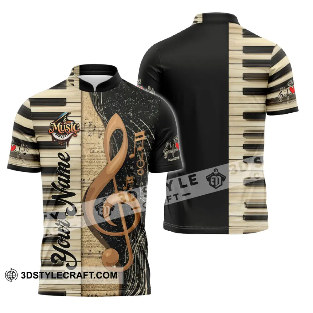 Unisex Shirt - Custom Music 3D Shirt Zipper Polo Shirt / S T-shirt