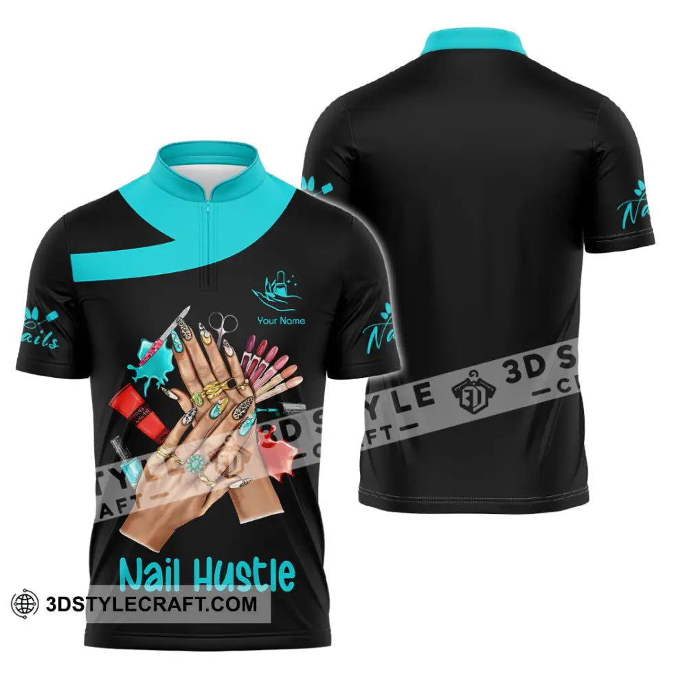 Unisex Shirt Custom Nails Hustle Shirt Zipper Polo Shirt / S T shirt