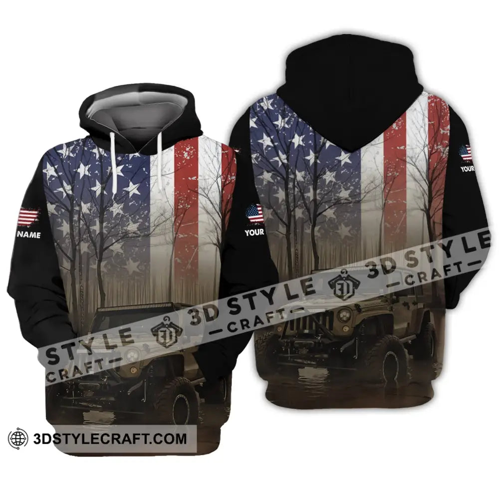 Unisex Shirt - Custom Name 3D America Flag Hoodie / S T-Shirt