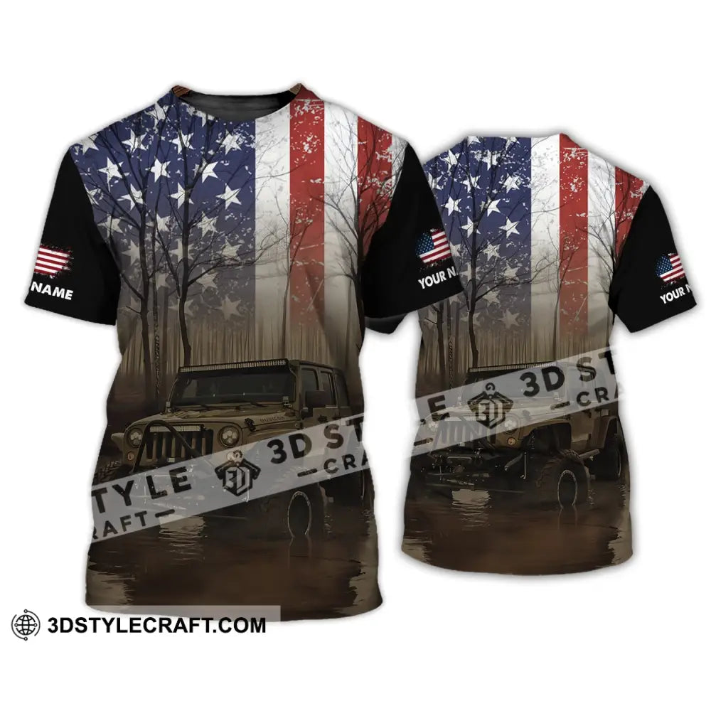 Unisex Shirt - Custom Name 3D America Flag T-Shirt / S T-Shirt