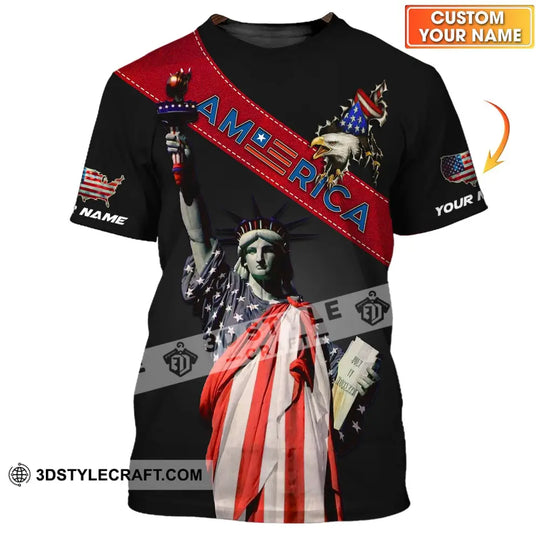 Unisex Shirt - Custom Name 3D Shirt - America Icon Liberties style option 1