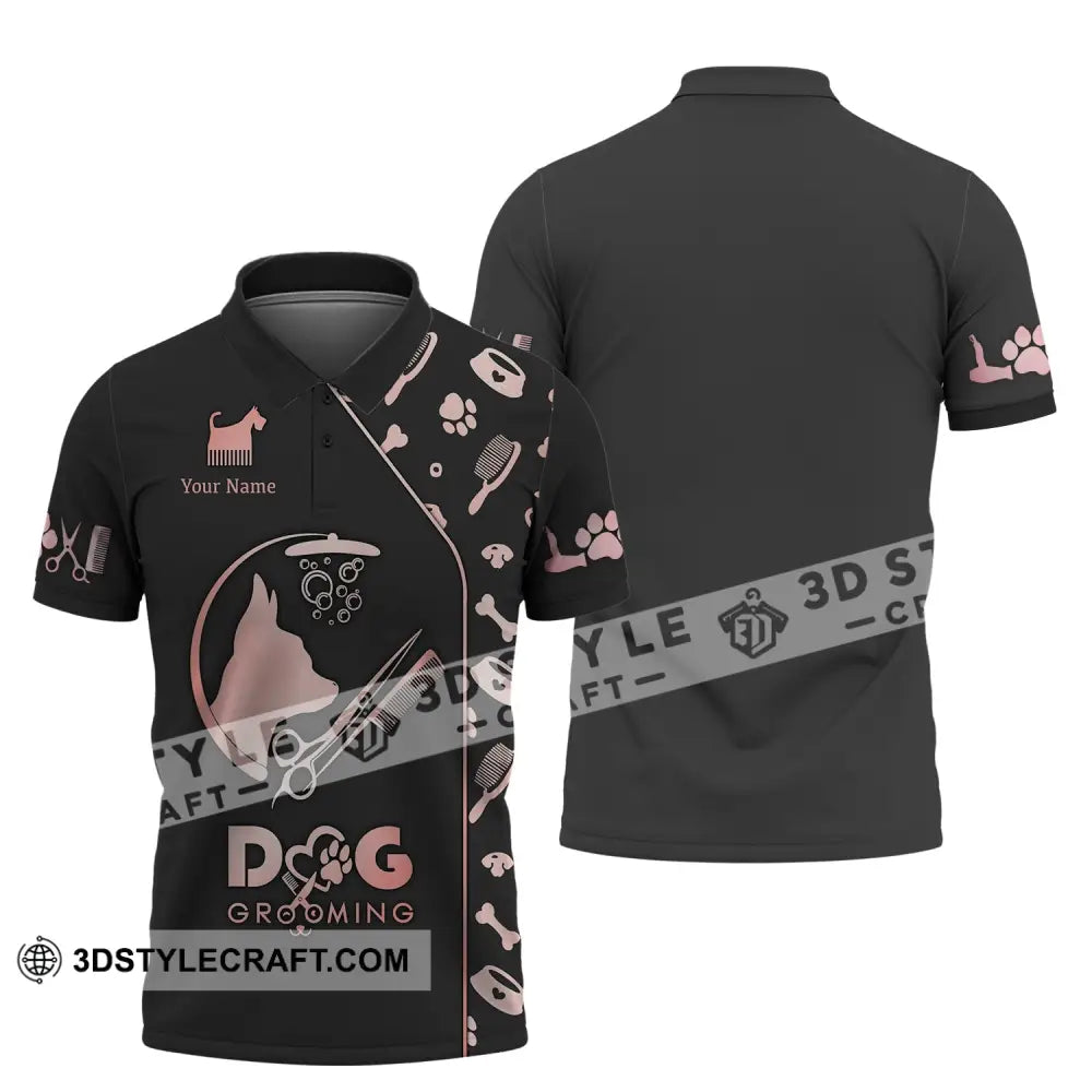 Unisex Shirt - Custom Name 3D Dog Grooming Polo / S T-Shirt