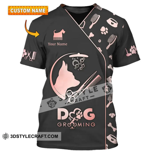 Unisex Shirt - Custom Name 3D Shirt - Dog Grooming Shirt style option 1