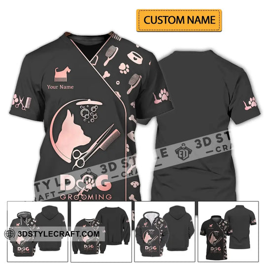 Unisex Shirt - Custom Name 3D Shirt - Dog Grooming Shirt style option 2
