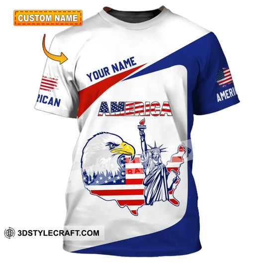 Unisex Shirt - Custom Name 3D Eagle Liberties America Flag T-Shirt