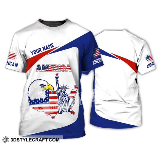 Unisex Shirt - Custom Name 3D Eagle Liberties America Flag T-Shirt / S T-Shirt