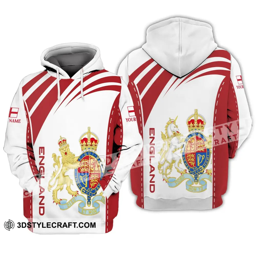 Unisex Shirt - Custom Name 3D England Flag Design Hoodie / S T-Shirt