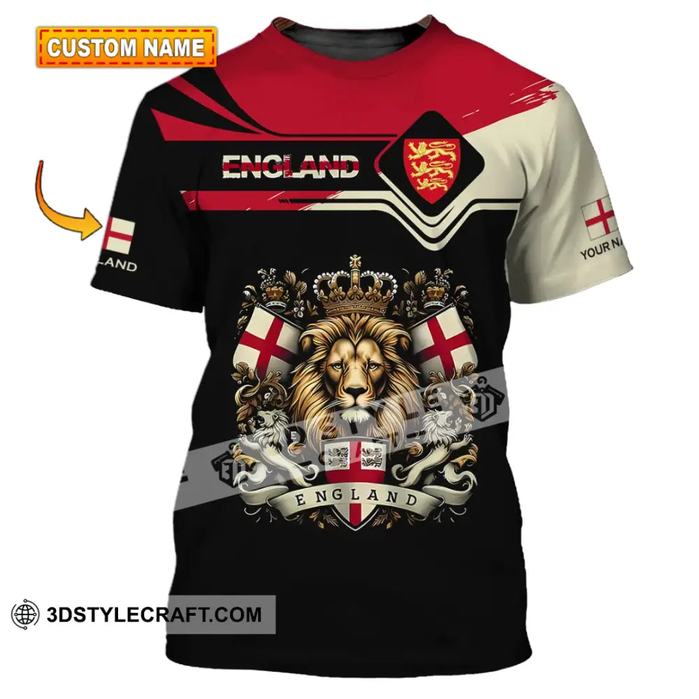 Unisex Shirt - Custom Name 3D England Lion Queen T-Shirt