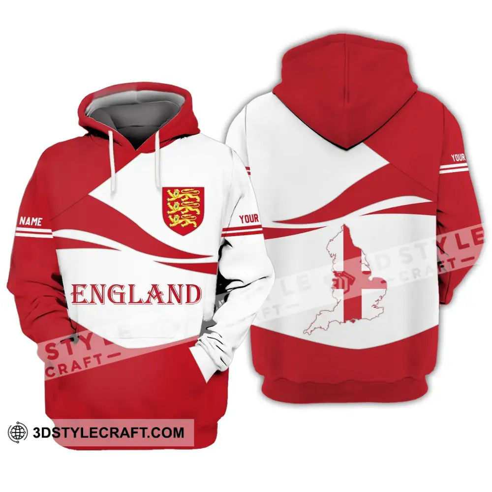 Unisex Shirt - Custom Name 3D England Map Lover Hoodie / S T-Shirt