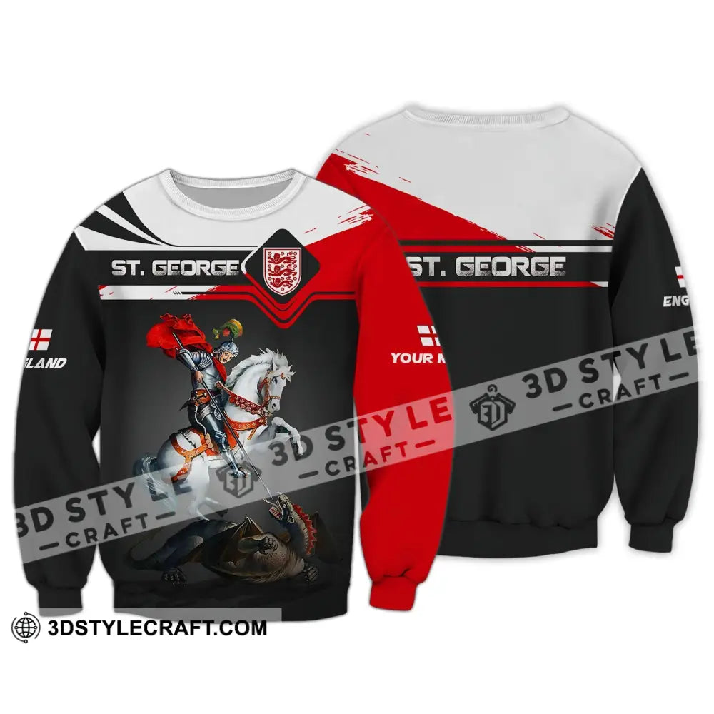 Unisex Shirt - Custom Name 3D England St. George Long Sleeve / S T-Shirt